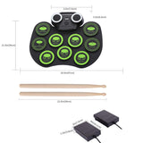 Electronic Drum Kit 9 Pads Of Roll-Up Practice Drum Set Flashing Light Bluetooth Drum Set Built-In Dual Speakers