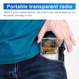 TR624 Transparent Portable Radio AM / FM Pointer Tuning Support Headphones, Used for Church Conference Museum Guide
