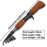 150cm Fishing Rod and Reel Portable Foldable Travel Casting Rod Carbon Sea Rod Combo Fishing Set Pocket pole Fishing on boat
