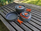 2-3 Person Outdoor Camping Portable Tableware Kettle Fry Pan Pot Cooking Travel Picnic Set