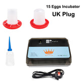 12/15Eggs Incubator Fully Automatic Temperature Control Water Replenishment Thermoregulator Brooder for Chicken Goose Bird Quail