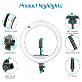 14 Inch35cm RGB LED Ring Light Selfie Photographic Lighting Colorful Ring Lamp Dimmable with Control Stand for Youtube Vlog Live