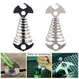5Pcs Tent Stakes Awning Rope Tightener Fishbone Spring Deck Anchor Pegs for Hiking Outdoor