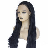 Factory Wholesale Chemical Fiber Front Lace Wig European and American Ladies Black Braid Wig Synthetic Wigs One Piece Dropshipping