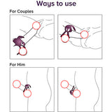 Vibrating Dual Cock Ring with Tongue Clitoral Stimulator for Couple Fun Stronger Erection Enhancing Massager Beauty Tool for Men