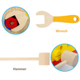 Kids Wooden Toolbox Pretend Play Set Educational Montessori Toys Nut Disassembly Screw Assembly Simulation Repair Carpenter Tool