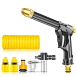 High Pressure Washer Gun with Recoil Water Hose Hose Space-saving Car Washer Adjustable Jet/ Fan Washing Sprayer