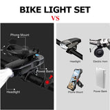 Dropship-Multifunctional Bike Lights Set Lights with Phone Holder 4 in 1 Front Bike Light Bike Headlight Waterproof Adjustable