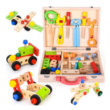 Wooden Tool Box With Tools Kids Pretend Play Construction Toy Set Simulation Maintenance Toy Wooden Toolbox Toy Set