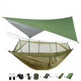 Outdoor Mosquito Net Parachute Portable Camping Hammock with Rain Fly Tarp,Nylon Hammocks Camping Hanging Sleeping Bed Swing