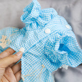 Puppy Kitten Clothing Summer Plaid Lace Pastoral Style Comfortable Cool Pet Dog Cat Dress Two Feet Apparel Wedding Dress