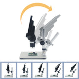 7' HD 12MP 1-1200X LCD Digital Microscope Electronic Video Microscopes Pcb BGA SMT Soldering Phone Repair Magnifier Alloy Stand