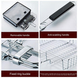Outdoor Adjustable Grilling Basket Portable Stainless Steel BBQ Grill Basket With Wooden Handle For Camping Barbecue Hiking
