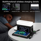 Wireless Charging 6 in 1 Desk Lamp Digital Alarm Clock Night Light for Apple Watch Airpods Iphone XS XR 11 12 13 Pro Samsung S22