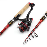 2.1M Fishing rod with reel High Carbon Spinning Rod Portable  telescopic trout rods and Spinning Reels set lure pole pesca