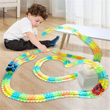 Glowing Race Track With LED Light Up Cars Race Car Track Sets Flexible Railway Assembled Track Birthday Gift For Childrens Toys