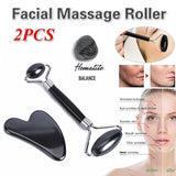 Jade Stone Facial Massage Roller For Face Neck Natural Massager Green Guasha Scraper Set Thin Lift Beauty Slimming Tools Roller