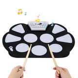 Portable Electronic Drum Pad Folding Drum Pad Kit Silicon Foldable with Drum Sticks Foot pedals USB cable DC 5V Record function