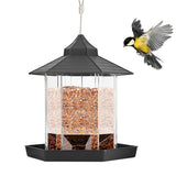 20x20x22cm Large capacity Bird Feeder Transparent shell Plastic Hanging Bird Feeder with Roof for Outdoor Garden Patio Backyard