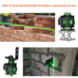 KKmoon 16 Lines Level Tool Vertical Horizontal Line 3° Self-leveling with 1.5M 3 Heights Adjustable Alloy Extension Bar