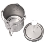 Lixada 750ml Titanium Coffee Cup Mug French Press Pot Coffee Maker Outdoor Camping Cooking Pot with Folding Titanium Spoon
