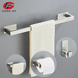 Stainless Steel Silver Bathroom Hardware Set Towel Rack Toilet Paper Holder Towel Bar Hook Bathroom Accessories Don't Drilling