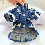 New Luxury Pet Clothes Girl Dog Dresses with Flower Spring/summer Star Cowboy Skirt Dog Clothing