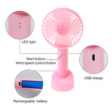 Mini Handheld Fan Portable Rechargeable Battery Operated Cooling Desktop with Base 3 Modes for Home Office Travel Outdoor A0NC