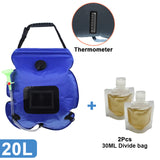 Switchable Shower Head20L Water Bags Outdoor Camping Solar Shower Bag Foldable Heating Camp Shower Hiking Climbing Bath Bag