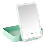 Makeup Storage Box Flat Storage Vanity Mirror Storage Box Smart LED Fill Light with Countdown Makeup Mirror
