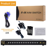1x2 Hdmi Splitter 1 Input 2 Output Video Switch 1x16 KVM HDMI Switch 16 Port USB Automatic Computer Switch Support 1080P