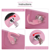Pink Safe Money Box Cash Coin Register Insert Tray Cashier Drawer Storage Mini Portable Steel Lockable Cash Safe Security Box