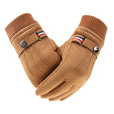 Autumn Winter Men Women Gloves Suede Warm Thermal Fleece Split Finger Gloves Outdoor Sport Driving Male Touch Screen Mittens