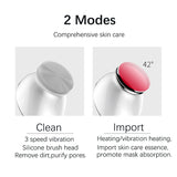 2 In 1 Silicone Facial Cleanser Pore Cleansing Vibration Cleaning Brush Warm Imported Electric Face Massager Shrinkle Pores