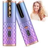 Rechargeable Automatic Curling Iron Cordless Auto Hair Curler Ceramic Ionic Hair Curling LCD Display Spin Curling Iron Hair Tool