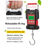 50Kg/5g Full Waterproof Hanging Scale Portable Fish Hook Electronic Weighting Luggage Scale LCD Digital Scale with 1.5m Ruler