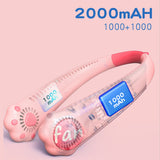 Sports Mini Neck Fan Leafless Fan 2000MAh Lasts 6H USB Charging Household Outdoor Lazy Portable Mute Neck Fan