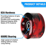 8 Pack 32 x 58mm, 82A Quad Roller Skate Wheels with Bearing Installed and 2 Toe Stoppers for Double Row Skating