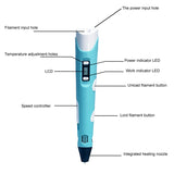 3D Printing Pen DIY Drawing Pen With LCD Display 3D Pen With 12 Colors 100 Meter PLA Filament Christmas Birthday Gift for Child