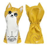 Golf Club Cover Cute Crooked Cat Golf Wood Cover PU Leather Waterproof Soft Comfortable for Driver Fairway Hybrid Wood Covers