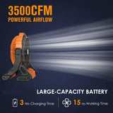 Rechargeable Tent Fan with Hook 15000MAh Camping Light Fan with LED Light for Camping Jobsite Garden Outdoor Hiking