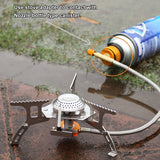 Desert Fox Backpacking Gas Stove Portable Folding Gas Burner Foldable Camping Cooker Stove with Box for Hiking,Rated Power 3500W