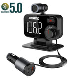 Bluetooth 5.0 Car Kit FM transmitter Car MP3 Player Support TF Card Lossless Music Play QC3.0 Fast Charge Noise Reduction Call