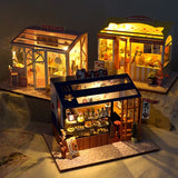 DIY Dollhouse Wooden Doll House  Assembled Sushi Dessert Shop Miniature Doll House Furniture Kit Casa Led Toys for Birthday Gift