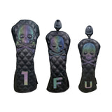 Golf Wood Cover Skull Gradient for Driver Fairway Hybrid Waterproof PU Leather Golf Club Cover Protector Golf Headcover