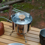 Stainless Steel Camping Kettle Outdoor Camping Pot Outdoor Kettle Portable Cooking Tool Travel Hiking Cookware Equipment