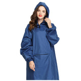 Women's Stylish Waterproof Rain Poncho Cloak Raincoat with Hood Sleeves and Big Pocket on Front.