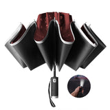 Automatic Reverse Umbrella 12 Ribs Reverse Umbrella with Reflective Stripe LED Night Light Windproof Double Automatic Folding