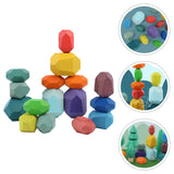 1 Set/16Pcs Kids Stacking Blocks Wooden Stone Building Blocks Stacking
