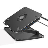 Multifunction Laptop Stand with Cooling Fan + 4Pcs USB Port, Height Adjustable Lapdesk Desktop Orangizer Tablets Holder